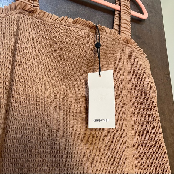 NWT Cinq à Sept Rina Smocked Tiered Midi Dress in Sahara - Picture 13 of 13